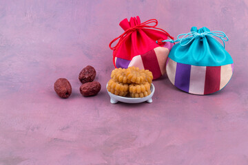 Korean traditional lucky bag and the background.