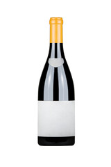 front view wine bottle isolated white background
