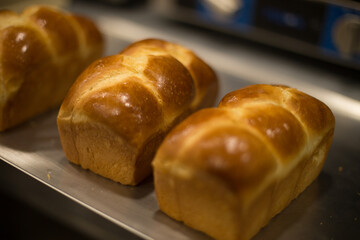 donuts and bread on tray 