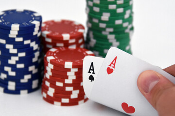 poker chips and cards