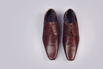 Men's formal leather Shoes isolated on gray	
