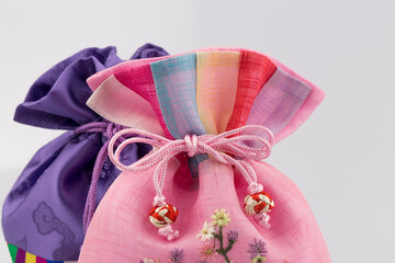Korean traditional lucky bag and the background.