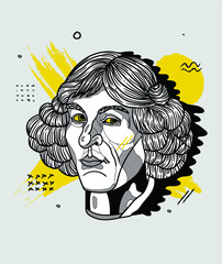 Creative geometric yellow style. Nicolaus Copernicus. 