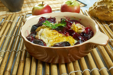 Kozani chicken with prunes, saffron