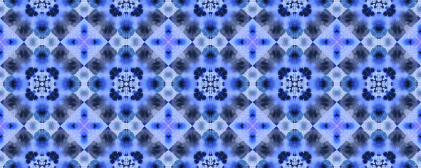Arab Pattern. Abstract Batik Print. Seamless Tie Dye Illustration. Ikat Mexican Design. Indigo Seamless Texture. Ethnic Arab Geometric Pattern.