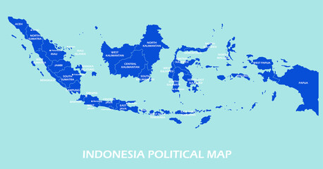 Indonesia political map divide by state colorful outline simplicity style. Vector illustration.