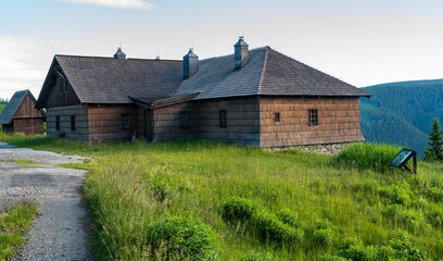 Fototapeta na wymiar Frantiskova myslivna hut in Jeseniky mountains in Czech republic