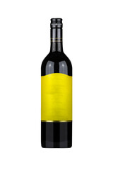 front view wine bottle isolated white background