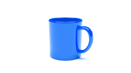 Blue Mug isolated on White Background. 3D Rendering.