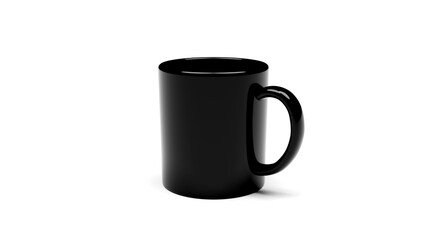 Black Mug isolated on White Background. 3D Rendering.