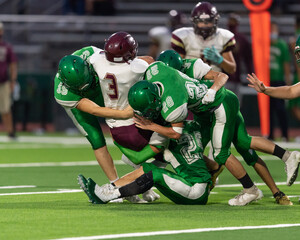 Football players making exciting plays during a game