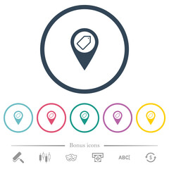 Tagging GPS map location flat color icons in round outlines