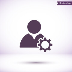 Man and cog vector icon , lorem ipsum Flat design