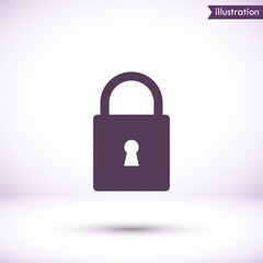 Lock vector icon , lorem ipsum Flat design