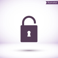 Lock vector icon , lorem ipsum Flat design