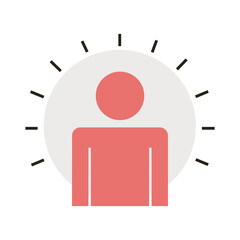 human figure silhouette with sun line and fill style icon