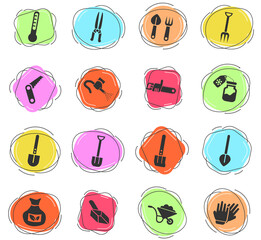 garden tools icon set