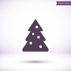 Christmas tree vector icon , lorem ipsum Flat design