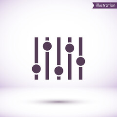 Settings music  vector icon , lorem ipsum Flat design