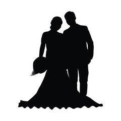 Wedding lovers couple silhouette vector