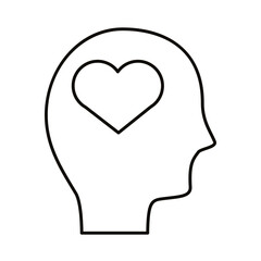 head human profile with heart line style icon