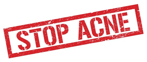 STOP ACNE red grungy rectangle stamp.