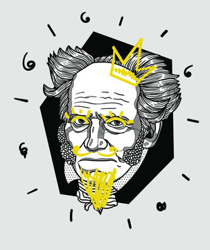 Creative geometric yellow style. Arthur Schopenhauer.