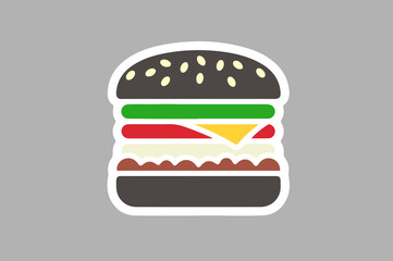 black burger on a gray background. delicious juicy sandwich. appetizing fast food