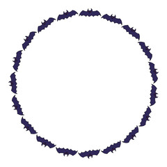 Round frame with violet bat. Vector image.