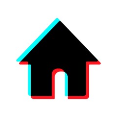 Home icon, symbol social media. Home with colorful shadow. Social media concept