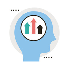 head human profile with arrows up line and fill style icon