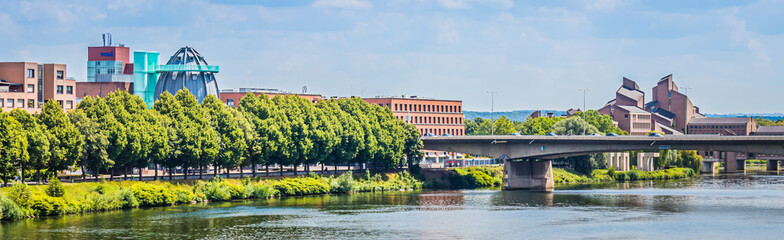 Maastricht river meuse view with museum and bridge