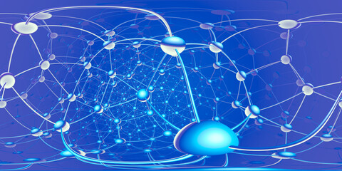360 degree schematic diagram of the lattice structure . Panorama, environment 360° HDRI map. Equirectangular projection, spherical panorama