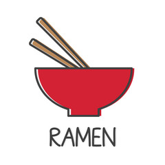 Obraz na płótnie Canvas ramen soup bowl with chopsticks icon- vector illustration