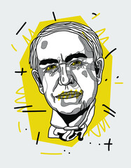 Creative geometric yellow style.  Thomas Edison.