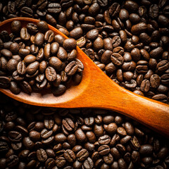 coffee beans on spoon