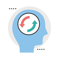 head human profile with reload mind line and fill style icon