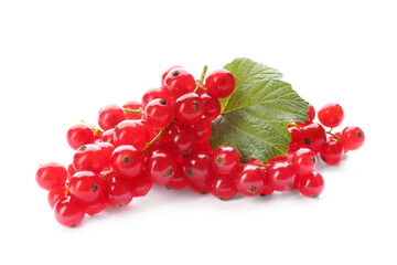 Delicious ripe red currants isolated on white