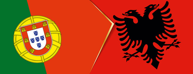 Portugal and Albania flags, two vector flags.