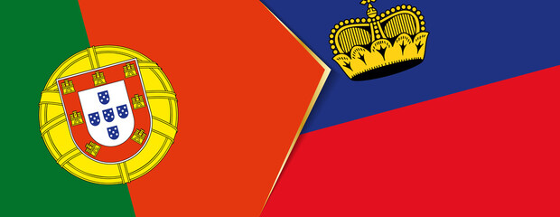 Portugal and Liechtenstein flags, two vector flags.