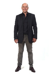 front view of a man with blazer on white background,