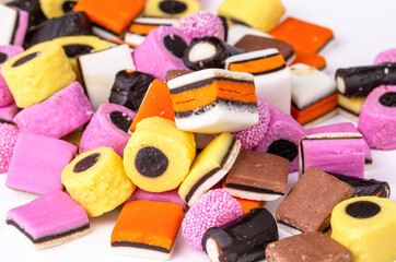 Licorice candy on the white background