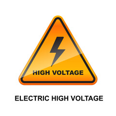 High voltage caution sign isolated on white background vector illustration.