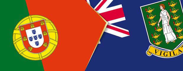Portugal and British Virgin Islands flags, two vector flags.