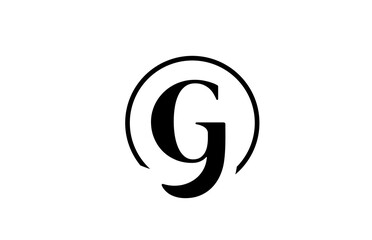 G alphabet letter logo icon in simple black and white color. Elegant and creative circle design for business and company