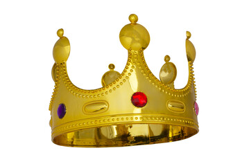 Gold king crown isolated on white background