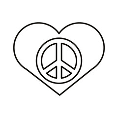 heart with peace symbol line style icon
