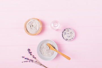 Natural beauty products ingredients for face mask cosmetic clay