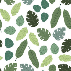 Vector leaf pattern Seamless background Hand drawn design in cartoon style