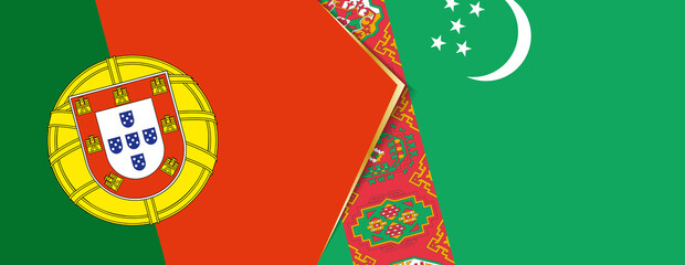 Portugal and Turkmenistan flags, two vector flags.